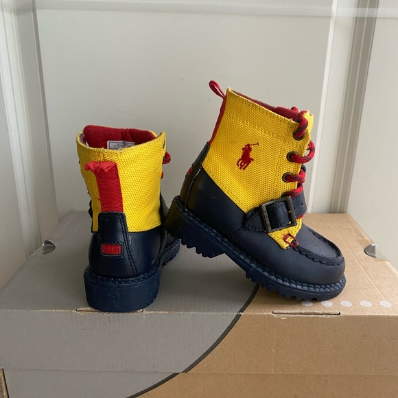 Polo Ralph Lauren Yellow/ Navy Toddler Boots- SZ 6 C - Picture 5 of 11
